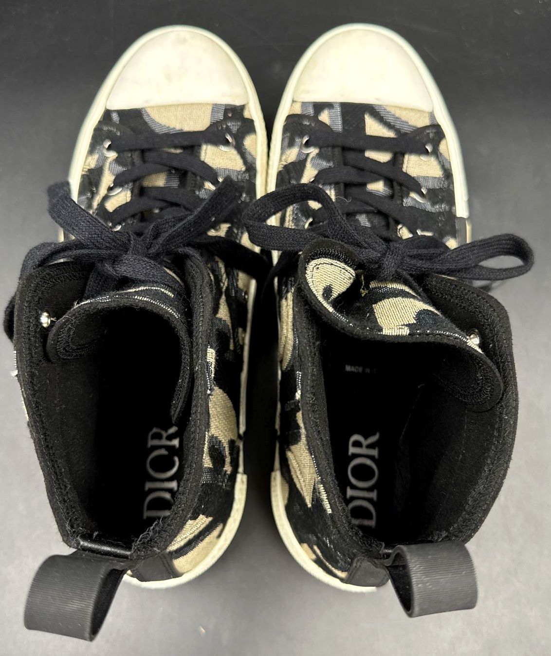 Dior B23 High-Top Tan/Black Oblique Jacquard Canvas Sneakers - Size 41 (+COA)