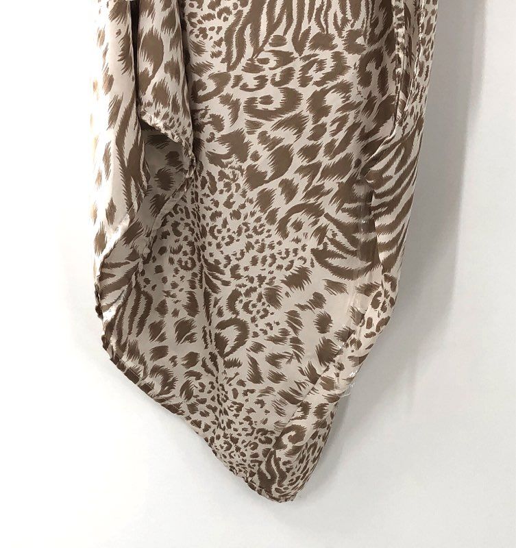 Westmoon Women's Dress Brown Tan Animal Print One Shoulder Asymmetrical NWT Sz L