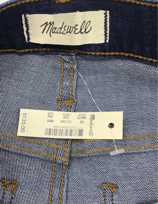 Madewell Women's 10-Inch High-Rise Skinny Jeans Dark Wash Denim Sz 25 NWT