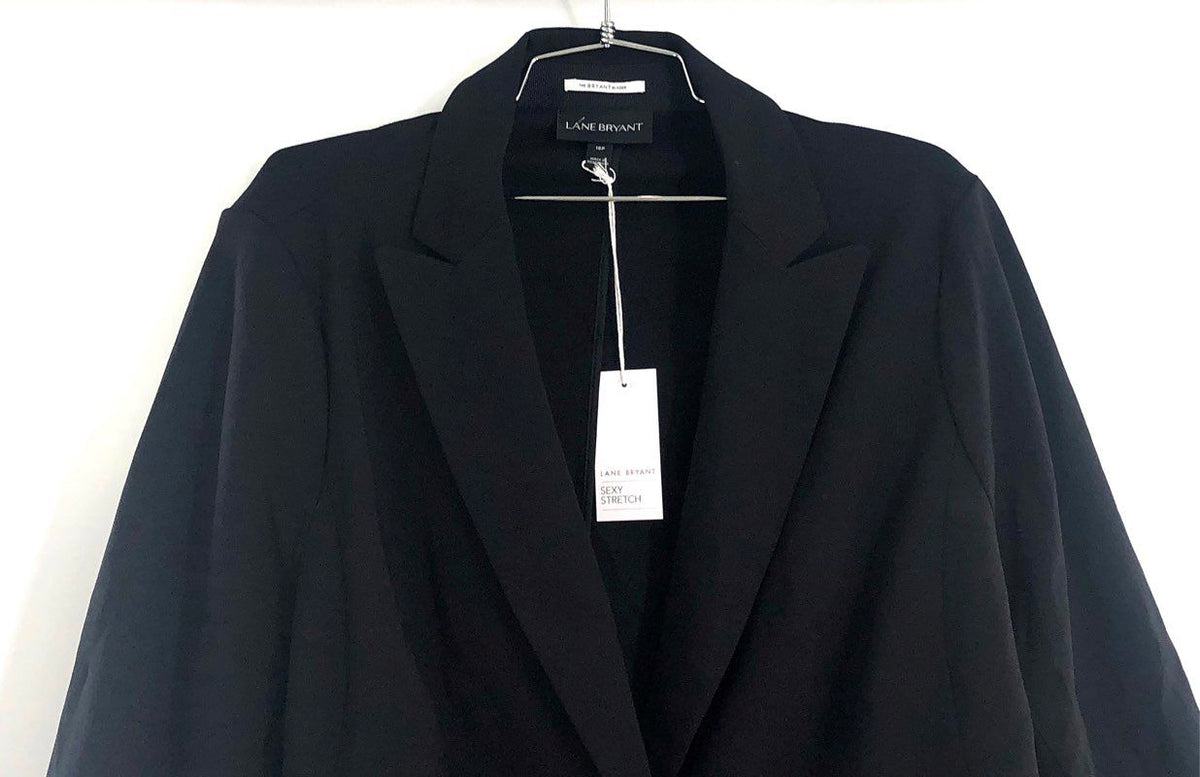 Lane Bryant Women's Black Sexy Stretch Bryant Blazer Single Button NWT Sz 16P