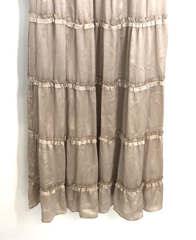 Chelsea and Violet Women's Champagne Toast Ruffle Tiered Maxi Dress NWT Sz S