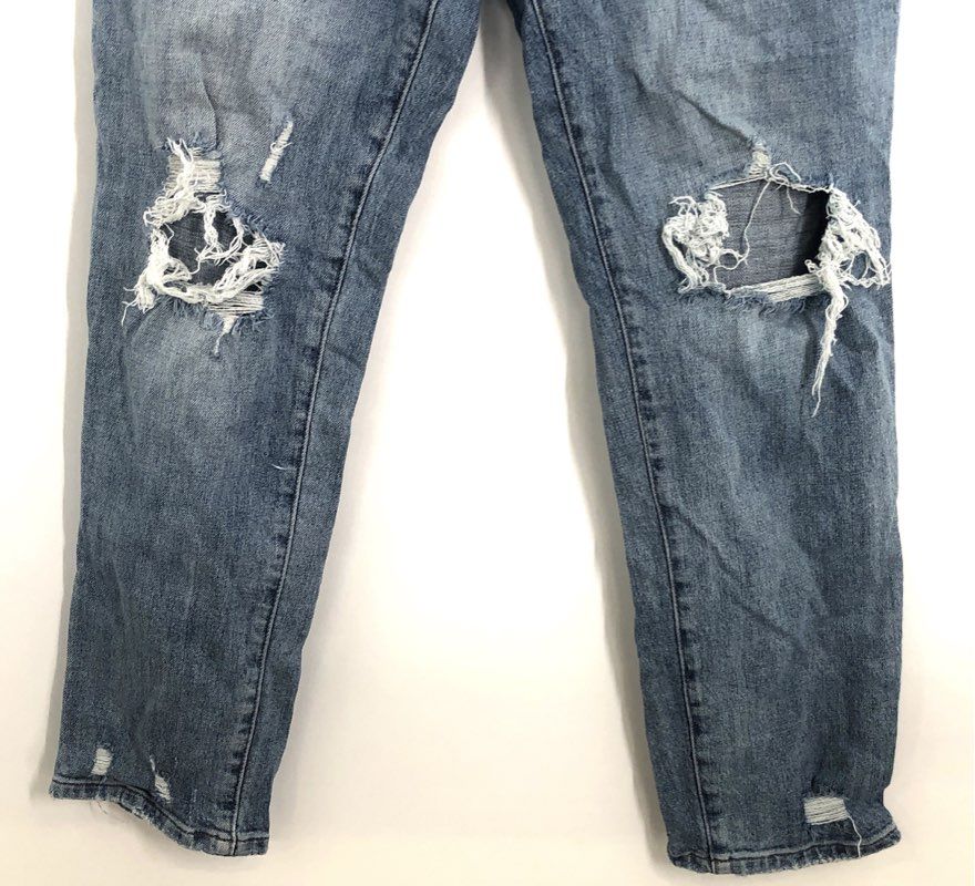 Pistola Women's Blue Distressed High Rise Ripped Knee Frayed Hem Jeans Sz 31