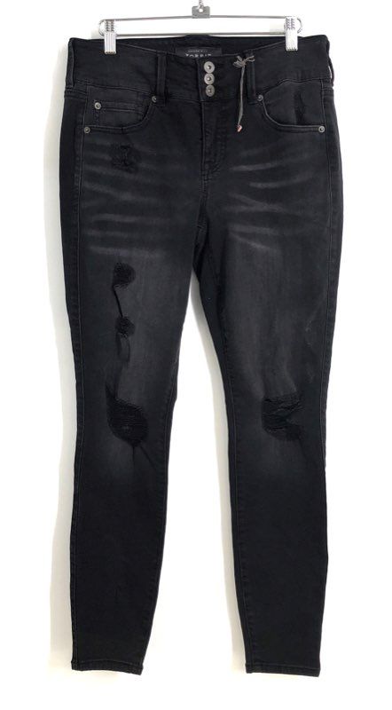 Torrid Women's Black Distressed Ripped High Rise Skinny Jeans Size 10R