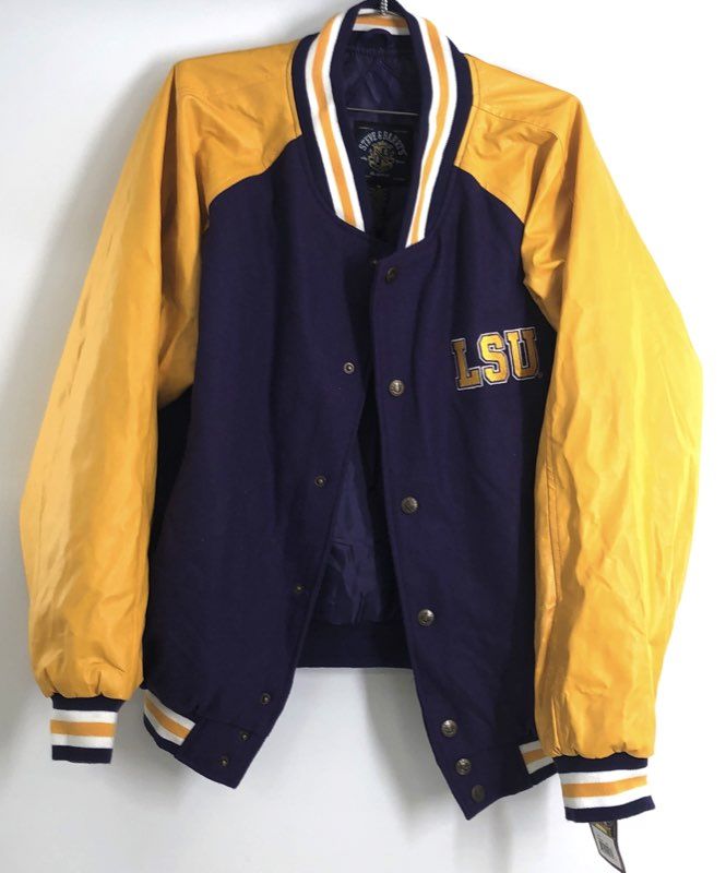 Vintage Steve & Barry's LSU Tigers Varsity Jacket Wool Faux Leather NWT Sz M