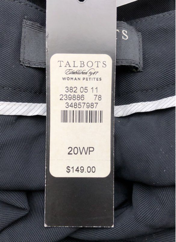 Talbots Women's Black Textured Straight Leg Dress Pants NWT Sz 20WP
