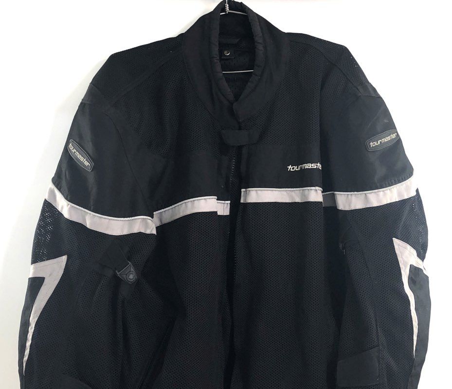 Tour Master Men's Draft Black Mesh Motorcycle Riding Jacket Reflective Sz L 44