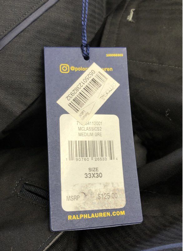 NWT Polo Ralph Lauren Men's Gray Classic Fit Dress Pants - Size 33X30