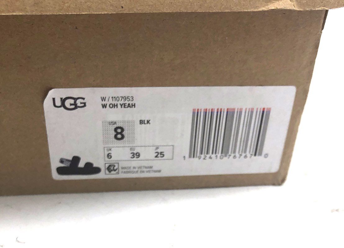 UGG Oh Yeah Black Shearling Slingback Slide Slippers Women's Size 8