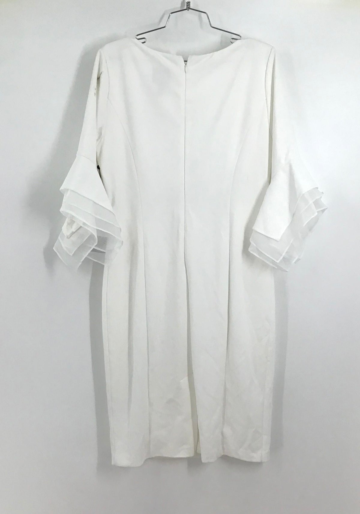 NWT Adrianna Papell Women&#39;s Ivory Knit Crepe Tiered Sleeve Sheath Dress - Sz 12