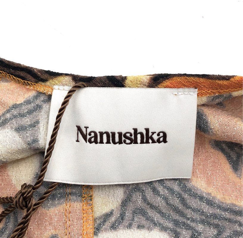 Nanushka Women's Orange Dovera Floral Print Crepe Wrap Dress Sz S NWT