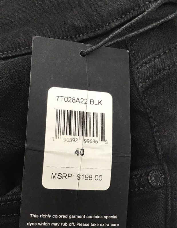 7 For All Mankind Men's Black Slimmy Tapered Luxe Performance Jeans 40 NWT
