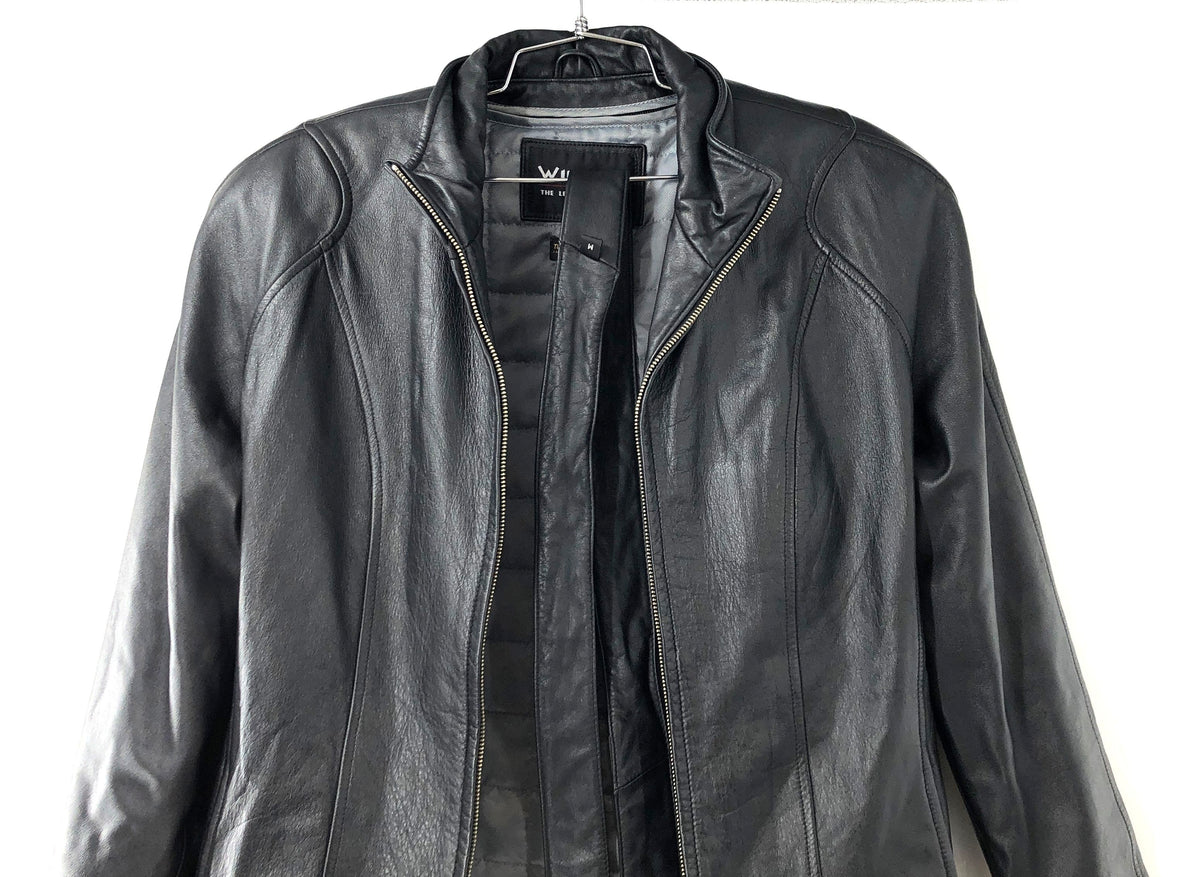 Wilsons Leather Women's Black Moto Jacket Thinsulate Lined Belted Sz M