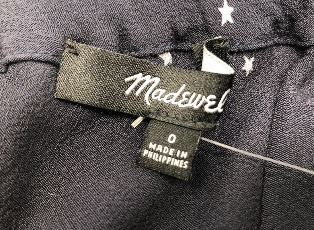 Madewell Women's Navy Blue Star Print Drawstring Mini Skirt Size 0 NWT