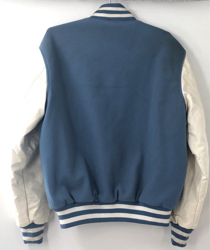 Pacsun Men's Downstream Problem Varsity Jacket Blue Cream Embroidered Size S