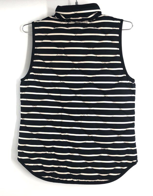 J.Crew Women's Excursion Quilted Vest Navy White Striped Sz XXS