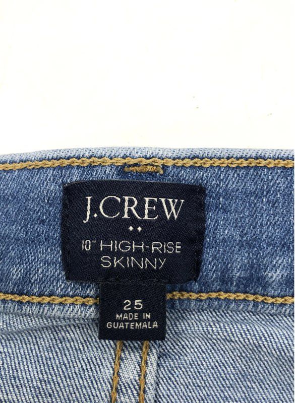 J.Crew Women's Blue 10" High-Rise Skinny Button Fly Stretch Denim Jeans Sz 25