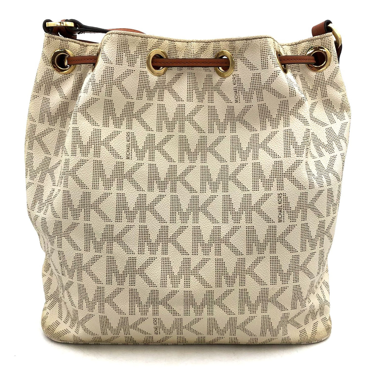 Authentic Michael Kors Women&#39;s Cream White Signature Shoulder Bag - COA Included