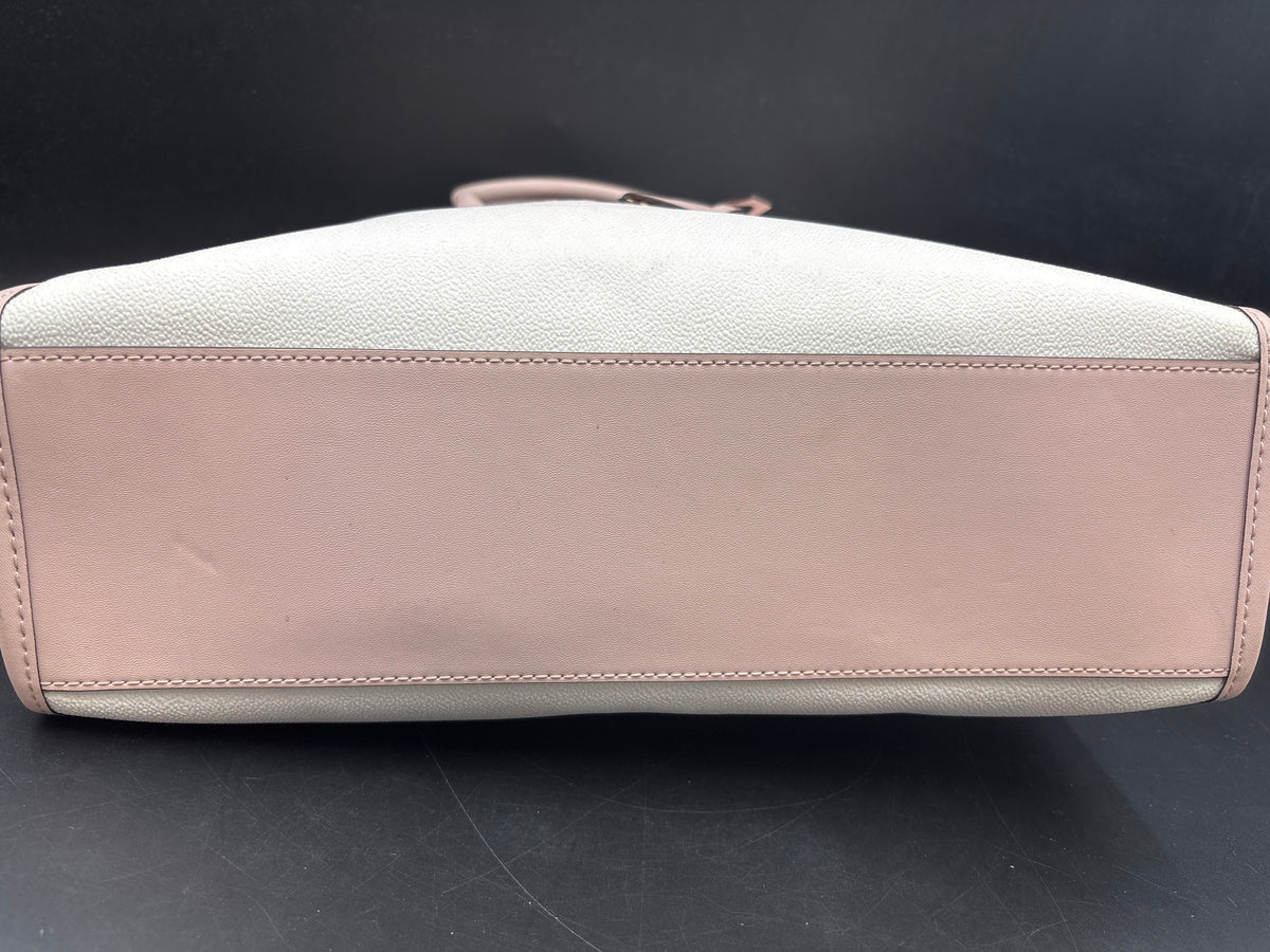 Michael Kors Mirella Powder Pink & White Signature Logo Tote Bag COA