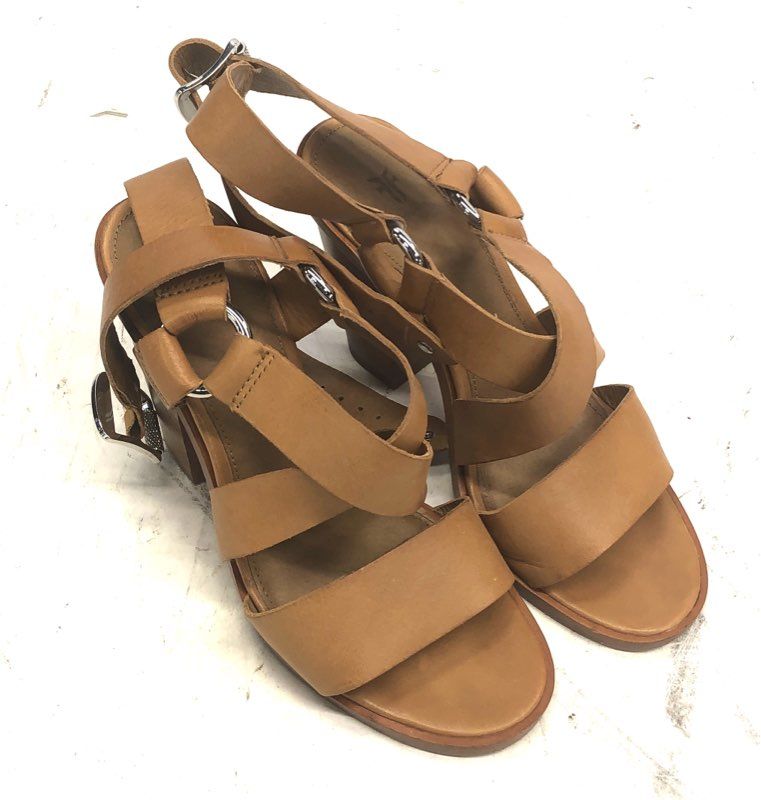 Frye Camel Tan Leather Strappy Block Heel Sandals Women's Size 7M