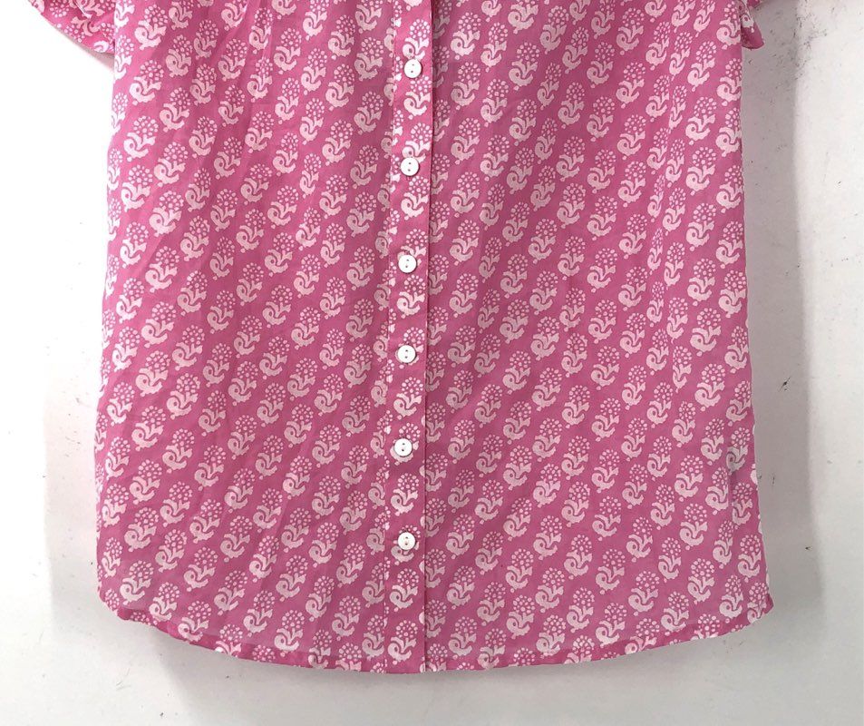 NWT Livro Women's Pink Floral Cotton Button-Up Shirt - Size XS