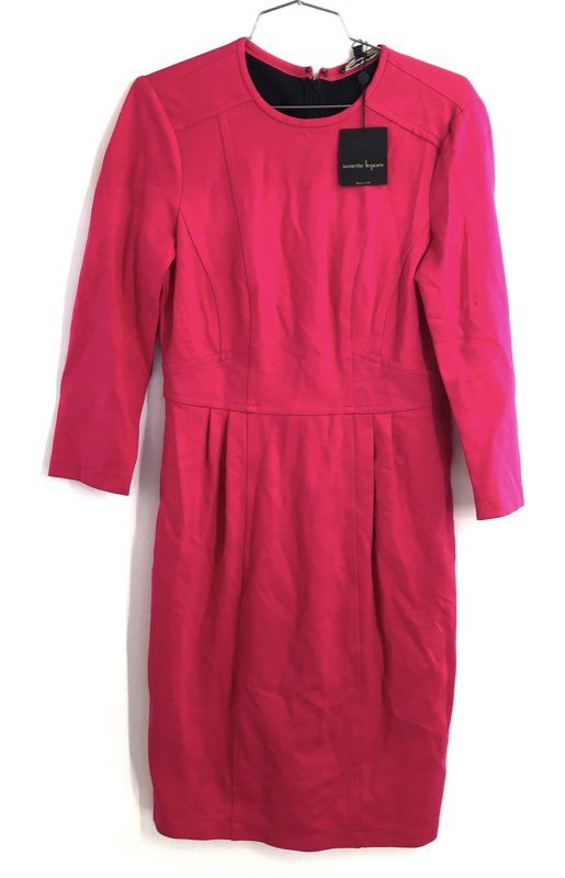 Nanette Lepore Women's Pink Kelly Dress Long Sleeve Pleated Knee Length Sz 10