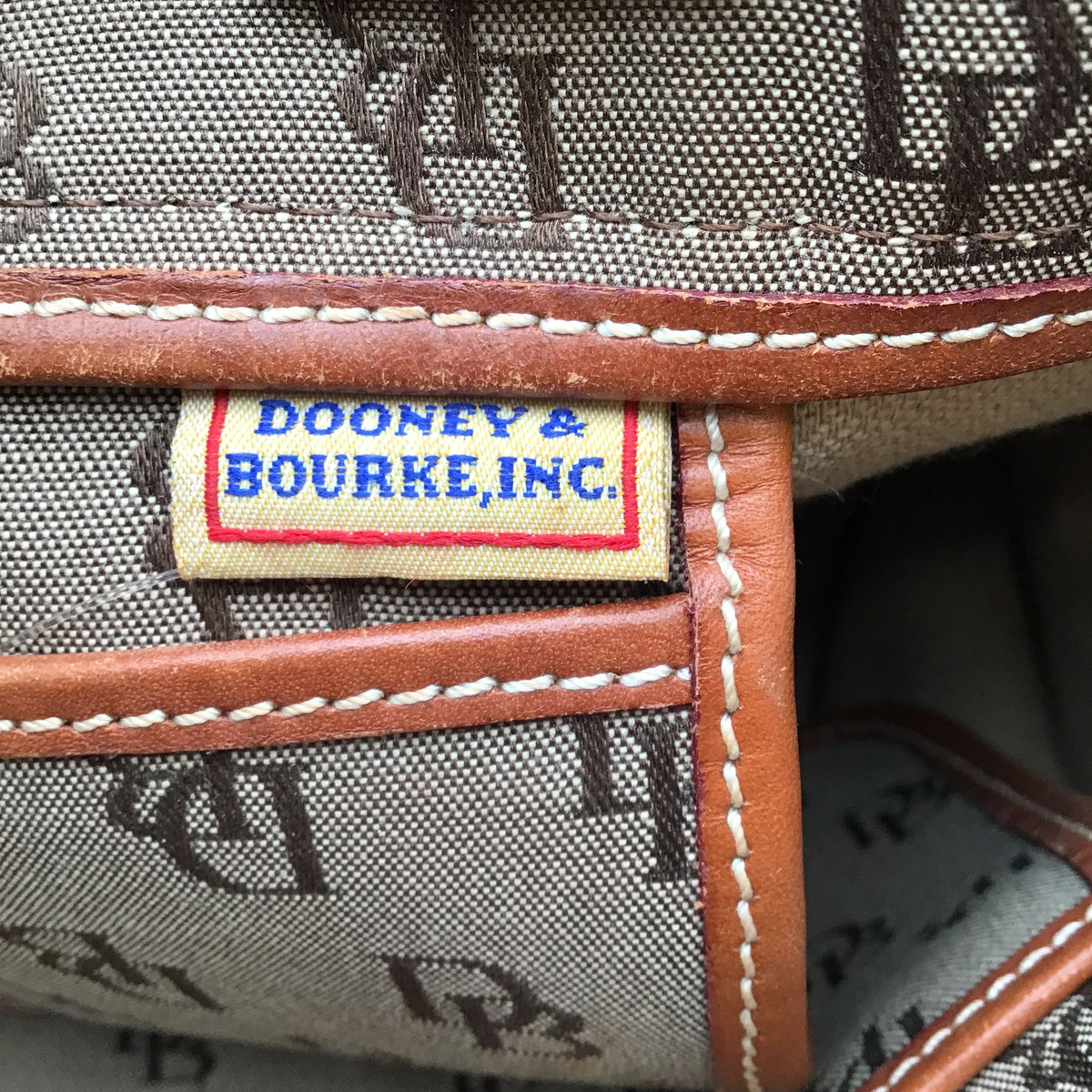 Authentic Dooney &amp; Bourke Women&#39;s Brown Monogram Luxury Tote Bag - COA Included