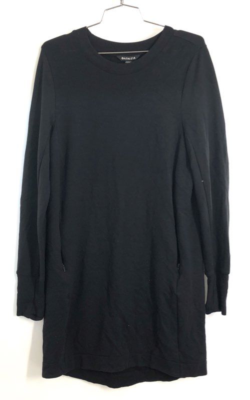 Athleta Women's Black Tencel Lyocell Zip Pocket Sweatshirt Dress Sz S