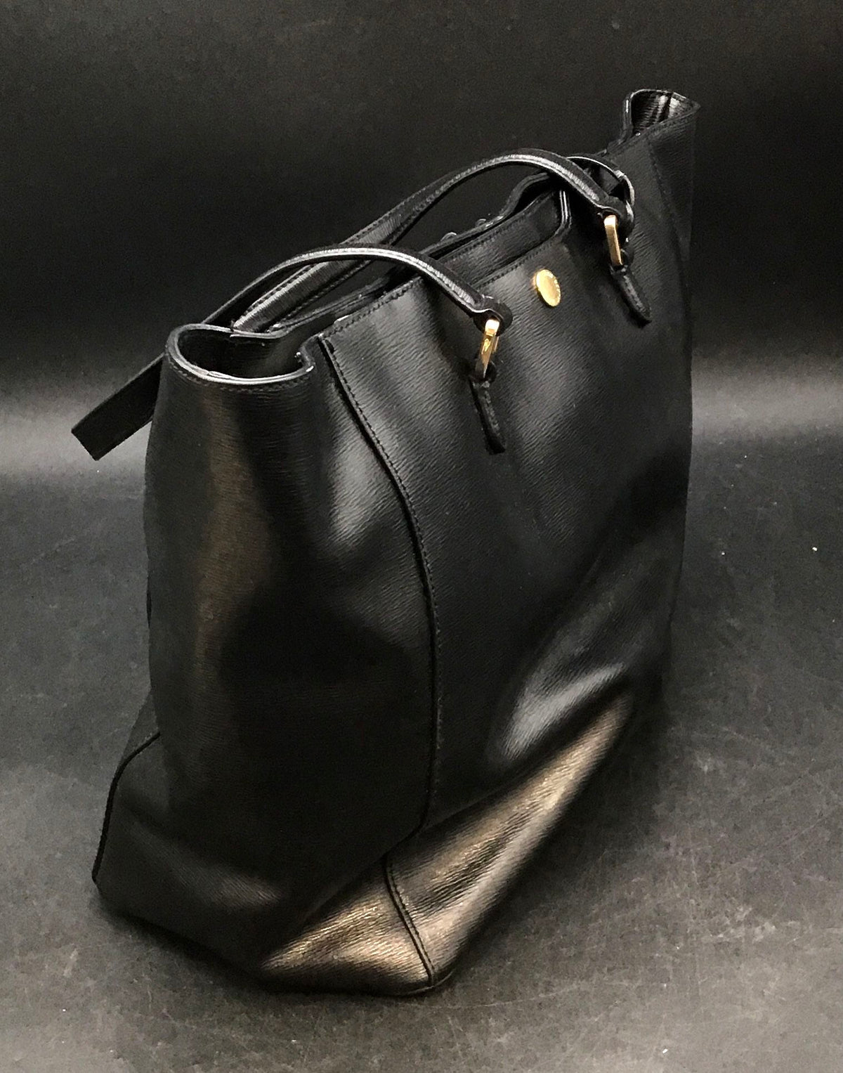 Lauren Ralph Lauren Black Leather Tote Bag