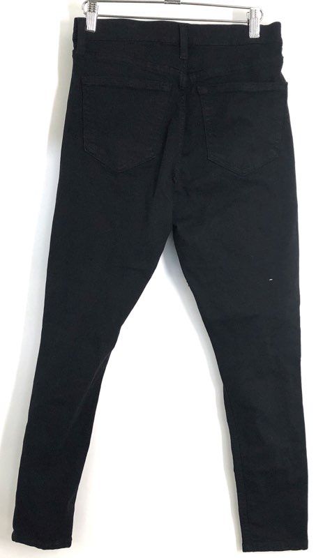 Topshop Women's Jamie High Rise Skinny Jeans Black Ripped Knee Size W30 L30