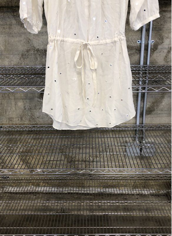 Club Monaco Women's NWT Anya Silk Dress Robe Mirror Embellished White Sz 6