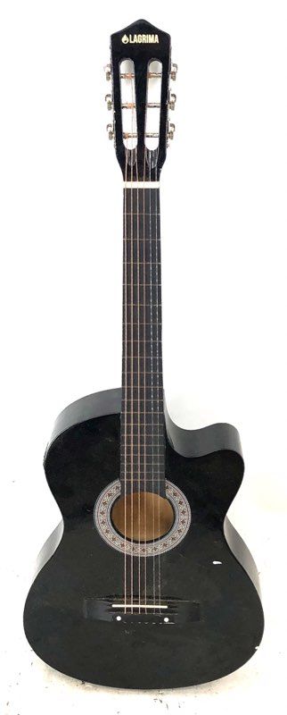 Lagrima Black 6-String Acoustic Guitar With Stand