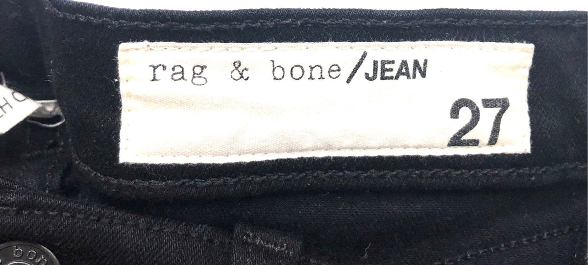 Rag & Bone Women's Black Hampton High Rise Capri Cropped Jeans Raw Hem Sz 27