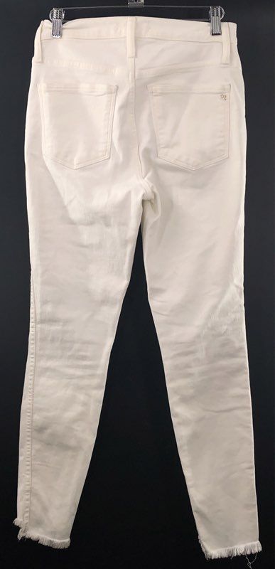 Madewell Women's White 10" High-Rise Skinny Button Fly Frayed Hem Jeans Size 26