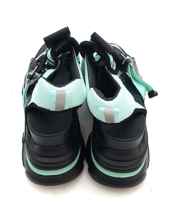 Cotilafi Women's Mint Green Black Platform Wedge Buckle Fashion Sandals Size 5