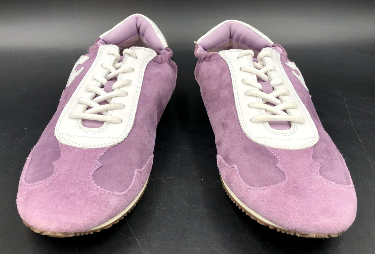 Tory Burch Women&#39;s Lilac Purple Suede &amp; White Leather Sneakers - Size 9.5 (+COA)