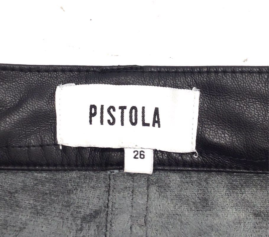 Pistola Women's Black Vegan Faux Leather High Rise Straight Leg Pants Sz 26