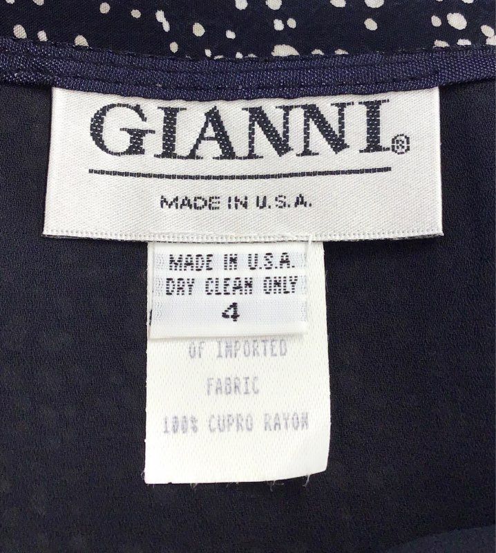 Vintage NWT Gianni Women's Navy Blue Spotted A-Line Skirt - Size 4