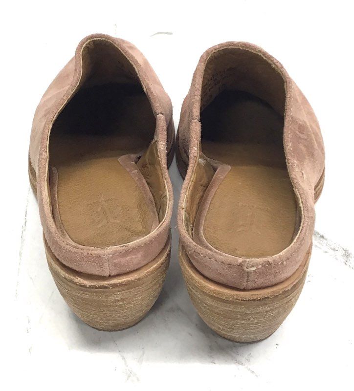 Frye Ray Suede Pointed Toe Block Heel Mule Sandals Rose Size 7B
