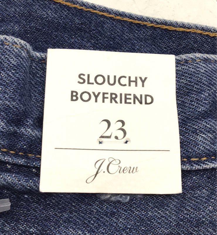 J.Crew Women's Blue Slouchy Boyfriend Jeans Distressed High Rise Sz 23 NWT