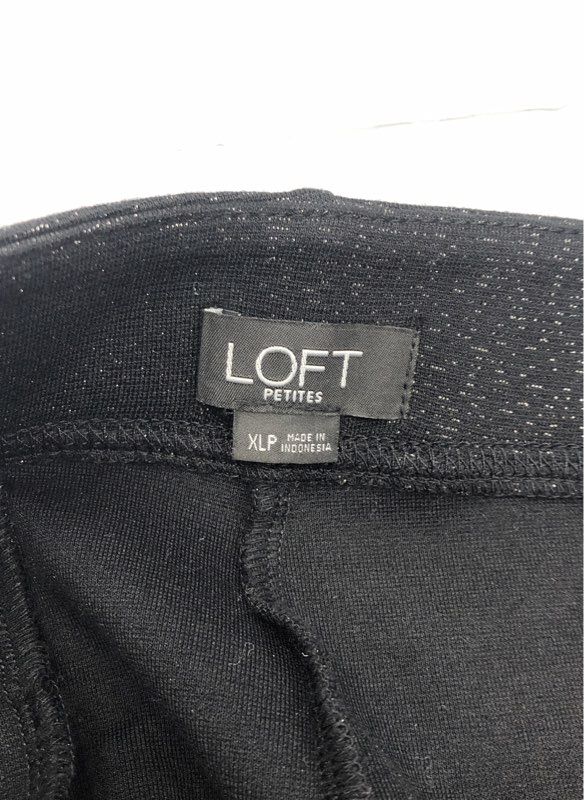 LOFT Women's Black Silver Shimmer Sparkle Knit Pull On Petite Pants Sz XLP