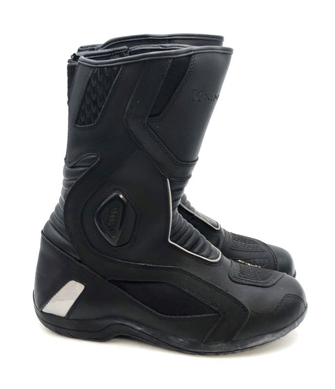 Kronox Men's Black Leather Waterproof Hipora Motorcycle Touring Boots Size 12