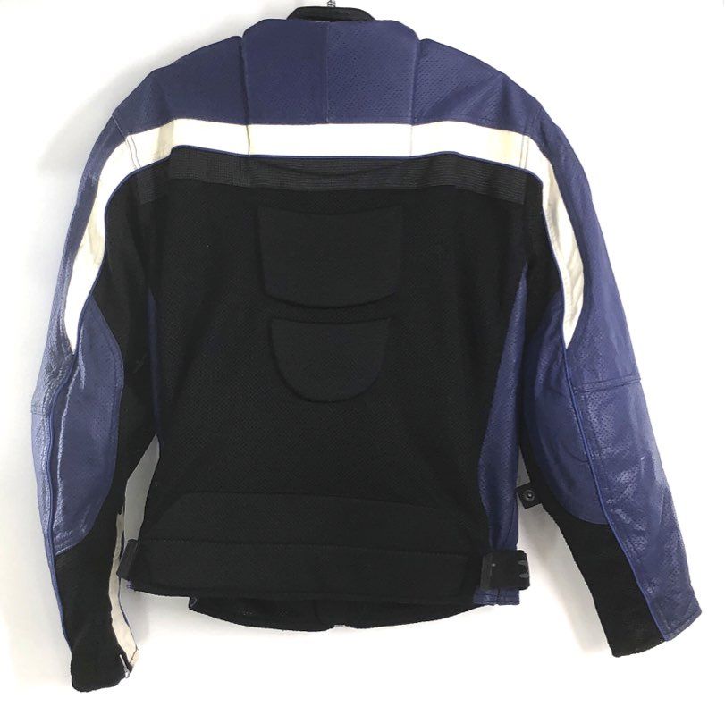 Joe Rocket Men's Black Blue Perforated Leather Mesh Motorcycle Jacket M