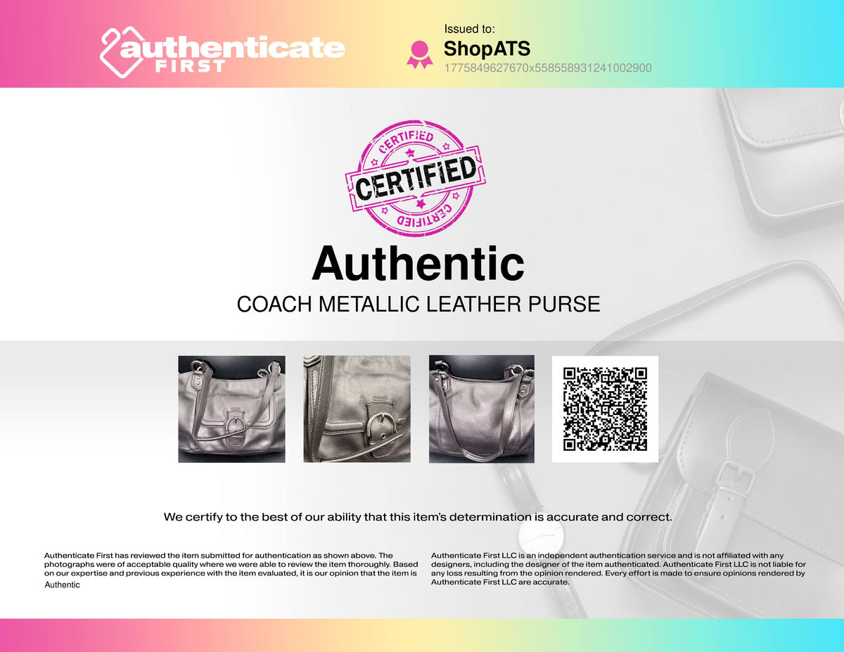 Coach Metallic Leather Park Metro Shoulder Bag Pewter Silver F24361 COA