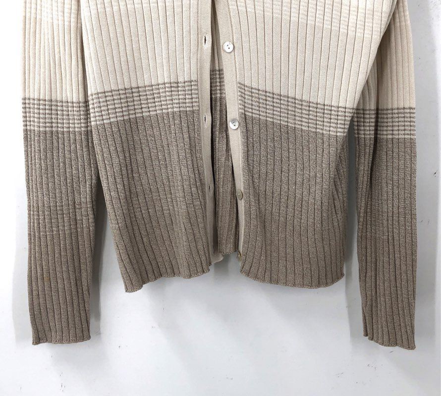 NWT Tehama Pebble Beach Women's Cardigan Sweater Cream Tan Colorblock M