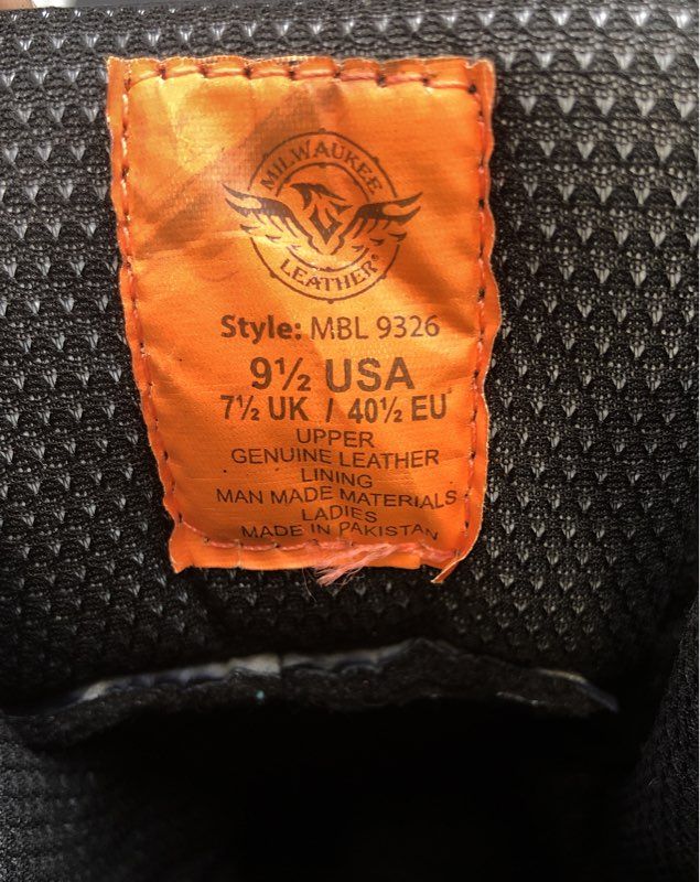 Milwaukee Leather Women's Black Biker Boots - Size 9.5