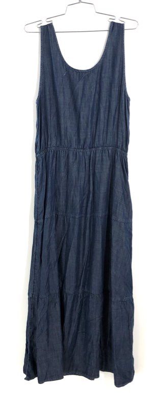 Talbots Women's Blue Tiered Sleeveless Tencel Lyocell Maxi Dress Sz 10 NWT