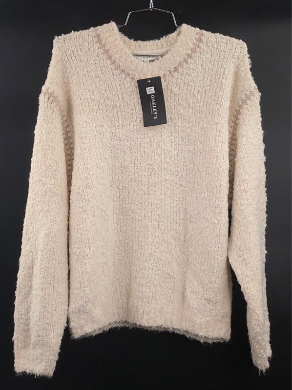 Z Supply Women's Cream Romnie Textured Boucle Crewneck Sweater NWT Sz M