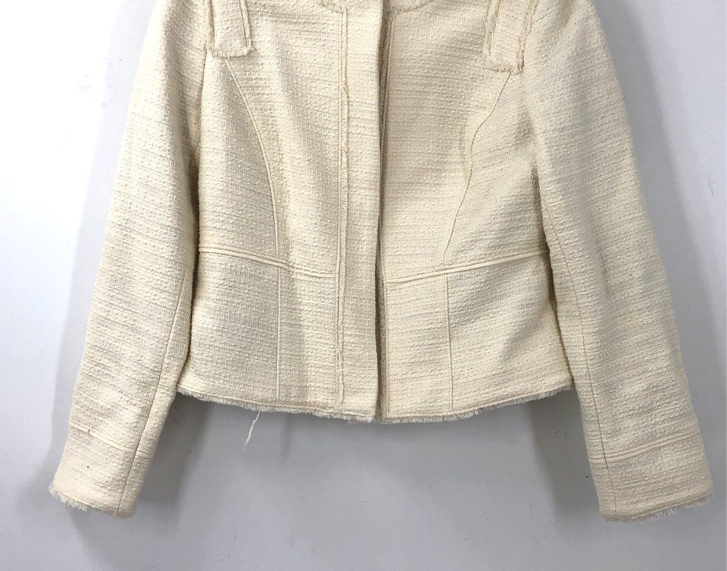 White House Black Market Women's Tweed Military Jacket Buttermilk NWT Sz 4