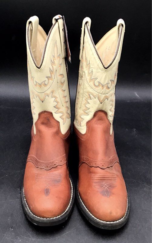 Old West Women's Brown Beige Western Boots - Size 4.5