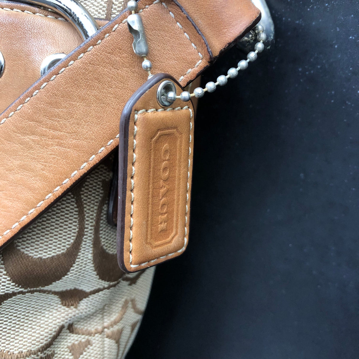 Coach Y2k Cognac Brown\Tan 'Jacquard Logo' Messenger Bag (+COA)